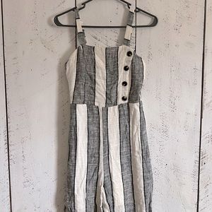 Grey and white striped romper
